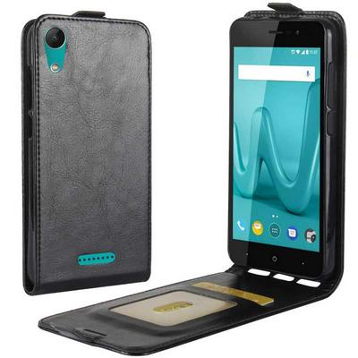 Vertical Flip R64 Pattern PU Leather + Soft TPU with Magnetic Buckle Picture Frame and Card Holder Case for wiko Lenny 4 - Black