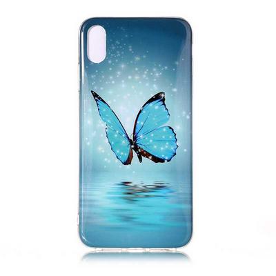 Colored Painting Fluorescence Noctilucent TPU Luminous Back Cover Case for iPhone Xs Max 6.5 - Butterfly