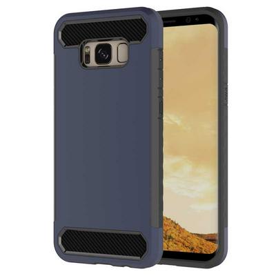 Carbon Fibre Detachable 2 in 1 PC + TPU Back Cover Case for Samsung Galaxy S8 / G9500 - Navy Blue