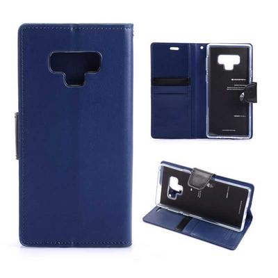Mercury Goospery Sonata Diary Series Side Flip PU Leather + Soft TPU Card Slot with Magnetic Buckle and Stand Wallet Protective Case for Samsung Galaxy Note 9 - Navy Blue