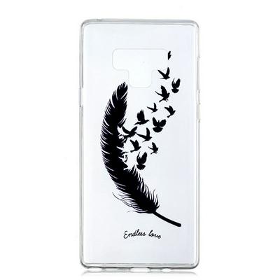 Bright Oil Color Painted High Transparent Anti-Scratch Soft TPU Back Cover Protective Case for Samsung Galaxy Note 9 - Feather