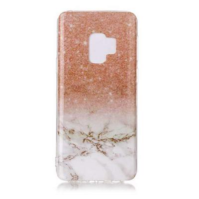 Color Painting Marble Pattern Soft TPU Back Cover Case for Samsung Galaxy S9 - Brown White