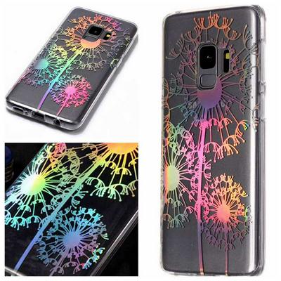 Colorful Laser Ultra Slim Anti-Slip Transparent Soft TPU Back Cover Protective Case for Samsung Galaxy S9 - Three Dandelions