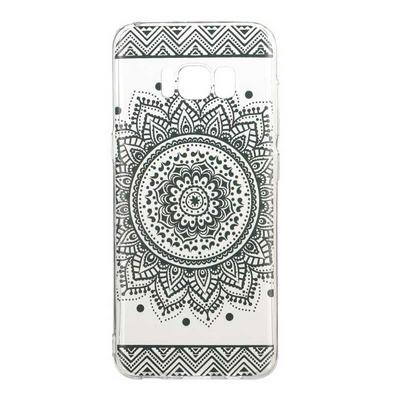 New Ultra Thin Transparent Soft TPU Back Cover Case for Samsung Galaxy S8 / G9500 - Black Flower Pattern