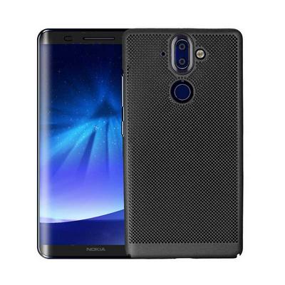 Heat Dissipation Cell Hole Shock Absorption Solid Color Hard PC Back Cover Case for Nokia 9 - Black