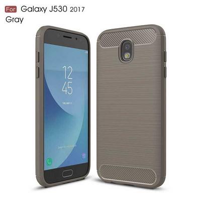 Carbon Fiber Brushed Anti Slide Shock & Drop Resistant Design Soft TPU Back Cover Protective Phone Case for Samsung Galaxy J5 (2017) J530 EU Version - Grey