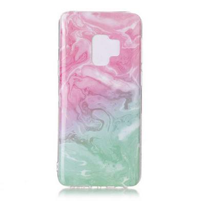 Color Painting Marble Pattern Soft TPU Back Cover Case for Samsung Galaxy S9 - Pink Green