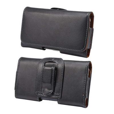 Up and Down Open Genuine Leather Carrying Pouch with Belt Clip and Magnetic Flap Closure Case for Samsung Galaxy S6/ S5/ Grand - Black 