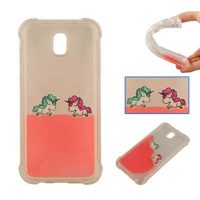 Unicorn Pattern Liquid Series Drop Resistant Transparent Soft TPU Back Cover Protective Phone Case for Samsung Galaxy J5 (2017) J530 EU Version - Orange