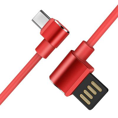HOCO U37 1.2M 2.4A 90° Left Head USB Type-C Cable Fast Charging Data Transfer Cable - Red