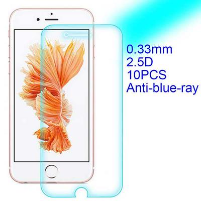 10Pcs 0.33mm 2.5D Anti Blue-ray Lobo Material Tempered Glass with Korean Glue Screen Protector for iPhone 6 6S 