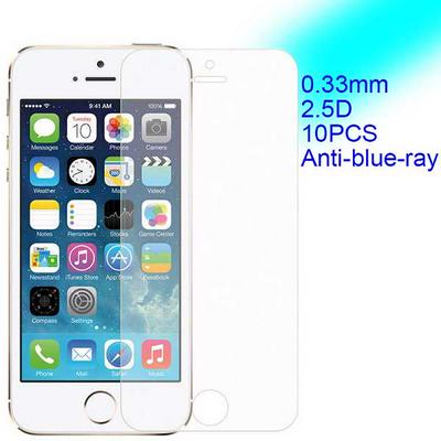 10Pcs 0.33mm 2.5D Anti Blue-ray Lobo Material Tempered Glass with Korean Glue Screen Protector for iPhone SE 5 5S 