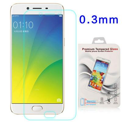 Anti Scratch 0.3mm Arc Face Full Screen Transparent Tempered Glass Screen Protector Film for OPPO R9s