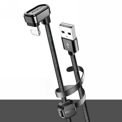 ROCK USB 8 Pin Cable 180 Degree U-Shaped Nylon Braided Long Cord USB Fast Charger Game Playing Cord iPhone X SE 6S