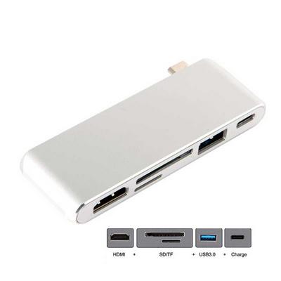6 in 1 Type-C USB-C to USB 3.0 + SD + TF Card + 4K High-Definition HDMI + USB-C Data Transfer Charging HUB Adapter  