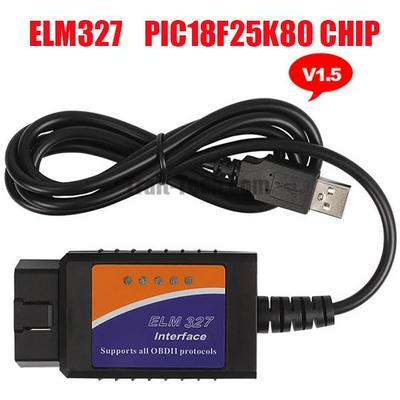 ELM 327 V1.5 Version 25K80 Chip USB OBD2 / OBDII CANBUS Scanner Auto Diagnostic Scan Tool 