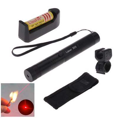 High Quality 532nm Laser 303 Red Lazer Pointer Pen Zoomable Burning Matchs with18650 Battery + Charger+Keys