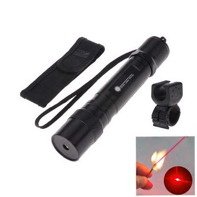 650nm Visible Adjustable Beam Red Laser Pen Flashlight - Black