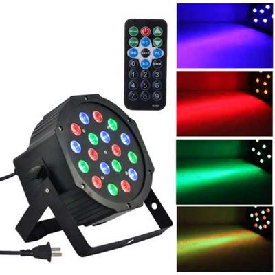 18-LED Red & Green & Blue Light Voice Control Parcan Projector Lamp with Remote Controller - Black