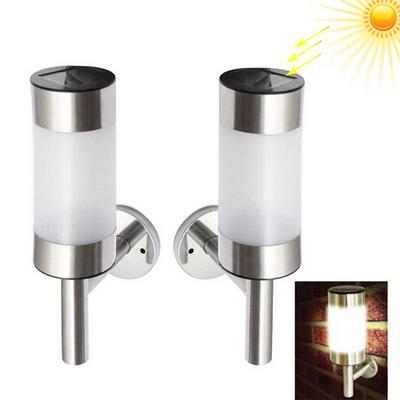 Outdoor Solar Powered LED Wall Path Landscape Mount Garden Fence Light Lamp Stainless Steel Sensor Lamp