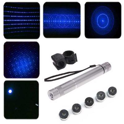 5mw 405nm Purple Laser Pointer with 5 Patterns - Silver