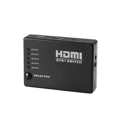 5-Port HDMI Switch Supports 3D Full 1080P Ultra HD HDMI Splitter with IR Wireless Remote - Black