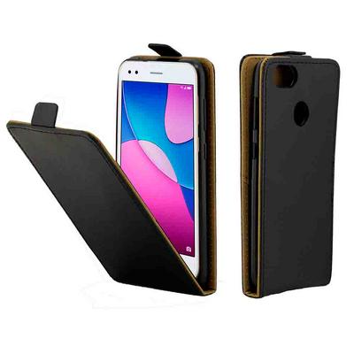 Up and Down Vertical Flip Anti-Scratch PU Leather + Soft TPU with Card Slot and Magnetic Buckle Protective Case for Huawei Enjoy 7 / Y6 Pro (2017) / P9 Lite Mini - Black