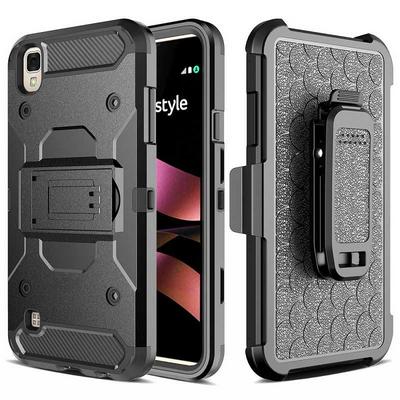 Detachable 4 in 1 with Stand Hybrid Hard PC+ TPU Back Cover Case for LG X style K200DS - Black