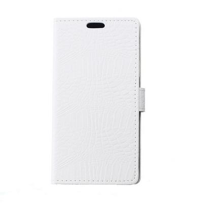Crocodile Pattern Side Flip PU Lether + Soft TPU Card Slots with Stand and Magnetic Buckle Wallet Case for Sony Xperia XZ1 - White