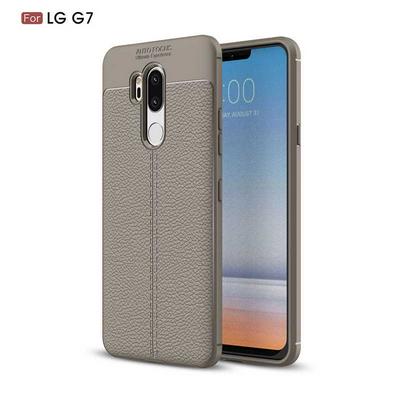 Skin Pattern PU Leather Coated Soft TPU Back Cover Case for LG G7 - Grey