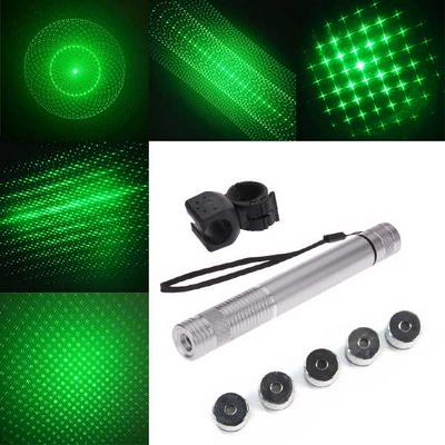5mw 532nm Green Laser Pointer with 5 Patterns - Silver