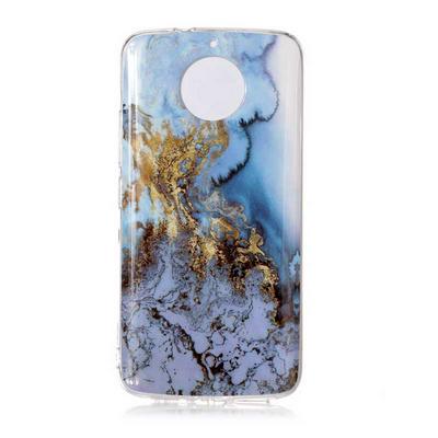Color Painting Marble Pattern Soft TPU Back Cover Case for Motorola Moto G6 Plus - Blue