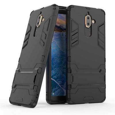 Dream Series Armor 2 in 1 Detachable with Stand Support Hard PC + Soft TPU Hybrid Back Cover Case for Nokia 7 Plus - Black