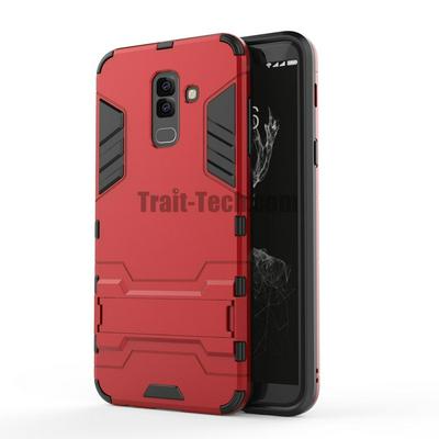 Dream Series Armor 2 in 1 Detachable with Stand Support Hard PC + Soft TPU Hybrid Back Cover Case for Samsung Galaxy A6 Plus (2018) - Red