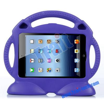 Cute Smiling Face Shockproof Shell Stand Foam EVA Case for iPad 2 /3/4 with Handle (Purple)