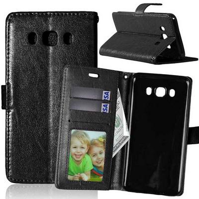Wallet Style PU Leather + TPU Magnetic Flip 3 Card Slots with Stand Case for Samsung Galaxy J5 (2016) J510 - Black 