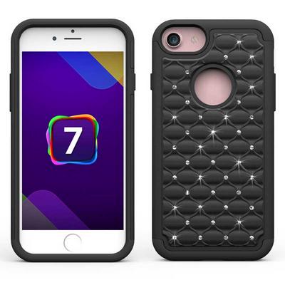 Detachable 2 in 1 Shiny Diamond Silicone + PC Back Case for iPhone 7 - Black
