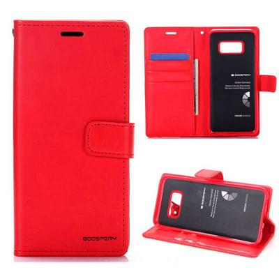 Mercury Goospery Orchid Moon PU Leather + TPU Back Cover Case with Magnetic Buckle Card Holder Wallet and Stand for Samsung Galaxy S8 / G9500 - Red