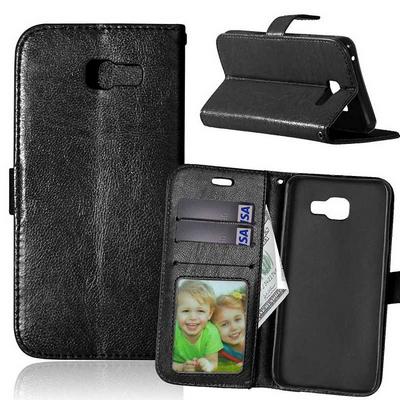Wallet Style Magnetic Flip TPU + PU Leather with 3 Card Slots Stand Case for Samsung Galaxy A5 (2016)/ A510F - Black 