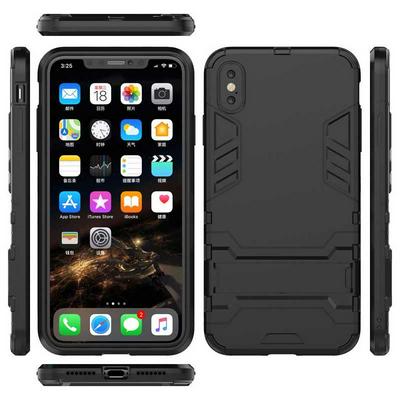 Armor Iron Man 2 in 1 Detachable Shockproof Hard PC + Soft TPU Hybrid with Kickstand Back Cover Case for iPhone Xs Max 6.5 - Black
