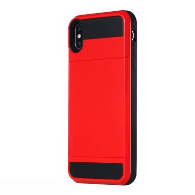 Simple Shockproof 3 in 1 Detachable with Card Slot Hard PC + Soft TPU Hybrid Back Cover Protective Case for iPhone Xs Max 6.5 - Red