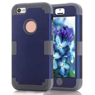 3 in 1 Detachable Dual-color Shockproof Hybrid Combo Silicone+ PC Hard Case for iPhone 5C - Dark Blue+ Grey