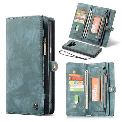 CaseMe 008 Series Folio Zipper Wallet Style Detachable 2 in 1 with Flip Credit Card Slots Holder TPU + PU Leather Cover Case for Samsung Galaxy Note 9 - Blue