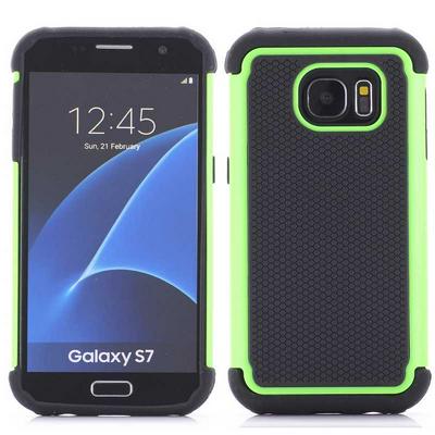 Football Lines Dual-color 2 in 1 PC+TPU Hybrid Back Case for Samsung Galaxy S7/ G9300 - Green