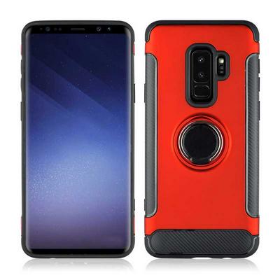 Anti Slide with 360 Rotatable Stand Detachable Hard PC + Metal Frame Back Cover Case for Samsung Galaxy S9 Plus - Red