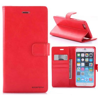 Mercury Goospery Blue Moon Flip Wallet Style Magnetic Flip Stand TPU+ PU Leather Case for iPhone 6 Plus iPhone 6S Plus - Red