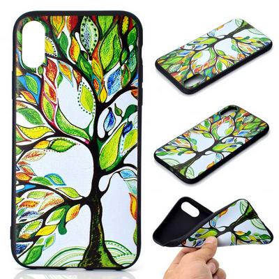 Colored Painting Soft TPU Back Cover Case for iPhone XR 6.1 - Tree