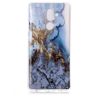 Color Painting Marble Pattern Soft TPU Back Cover Case for Nokia 7 Plus - Blue