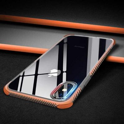 Dual Color Anti-Drop Transparent Soft TPU Back Cover Protective Case for iPhone XR 6.1 - Orange