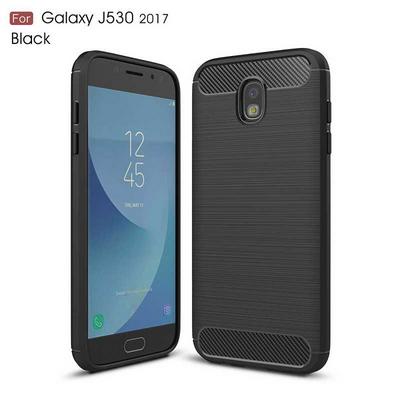 Carbon Fiber Brushed Anti Slide Shock & Drop Resistant Design Soft TPU Back Cover Protective Phone Case for Samsung Galaxy J5 (2017) J530 EU Version - Black